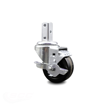 SERVICE CASTER 3.5 Inch Phenolic Wheel Swivel 3/4 Inch Square Stem Caster with Brake SCC SCC-SQ20S3514-PHS-TLB-34